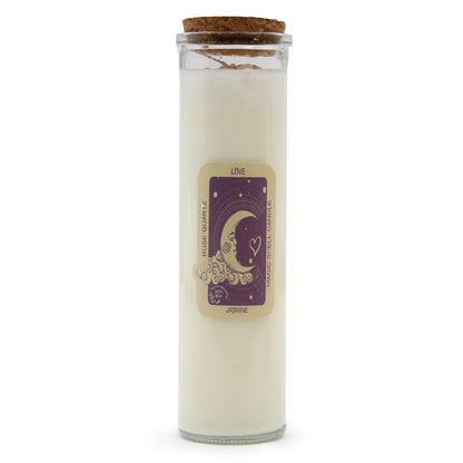 LOVE Magic Spell Soy Wax Candle with ROSE QUARTZ gemstones; JASMINE fragrance