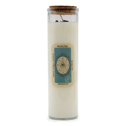 PROTECTION Magic Spell Soy wax Candle with SODALITE gemstones; DRAGONS BLOOD fragrance