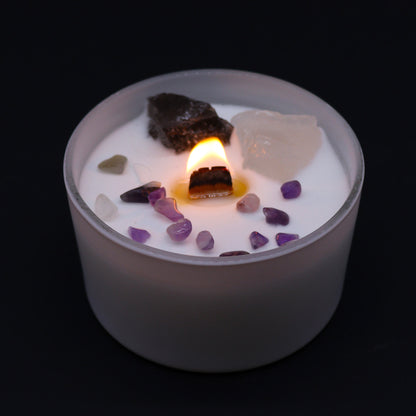 Crown Chakra Soy Crystal Candle with Celestite & Selenite