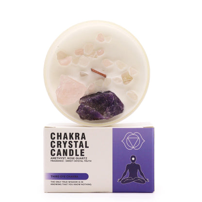 Third Eye Chakra Soy Crystal Candle with Amethyst & Rose Quartz