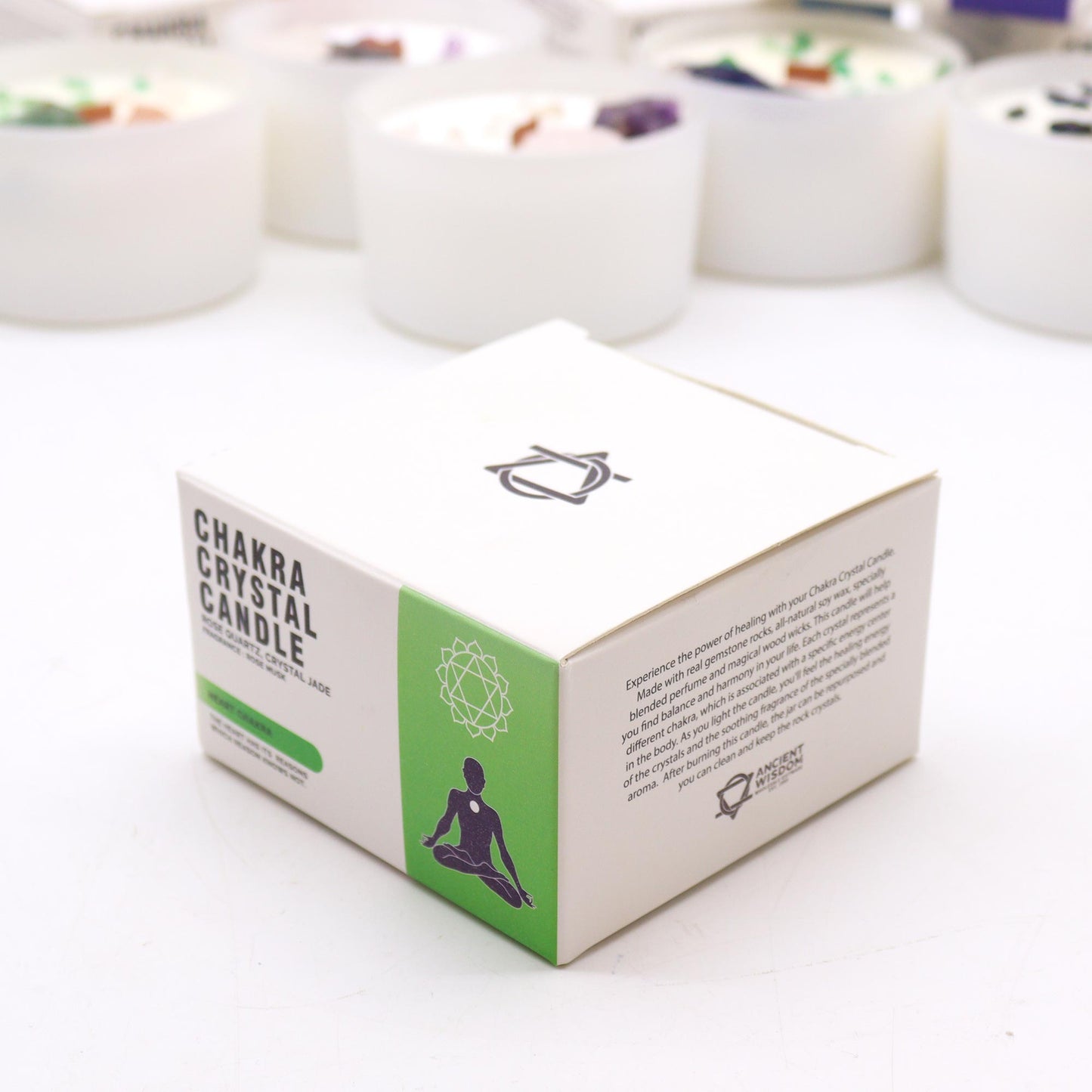 Heart Chakra Soy Crystal Candle with Rose Quartz & Jade