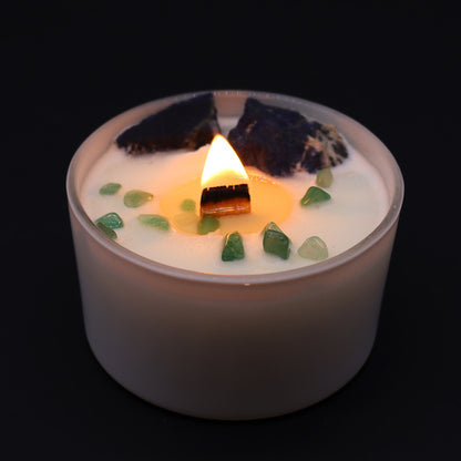 Throat Chakra Soy Crystal Candle with Sodalite and Jade