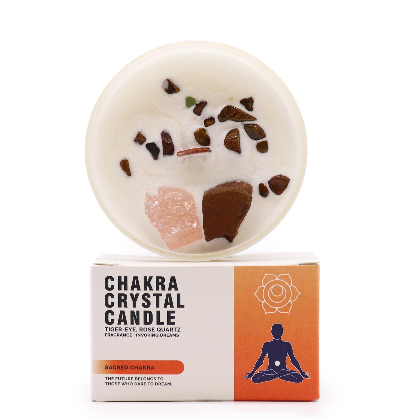 Sacred Chakra Crystal Soy Candle with Tigers Eye & Rose Quartz