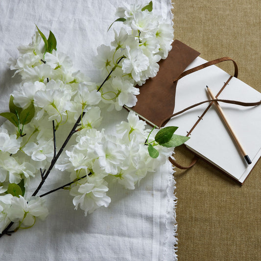 large White full Cherry Blossom Stem