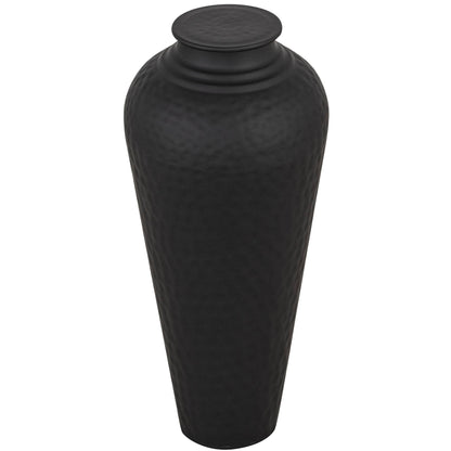 Black Hammered Vase with Lid