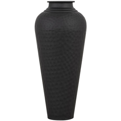 Black Hammered Vase with Lid