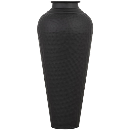 Black Hammered Vase with Lid