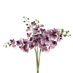 Pack of 6 x 100cm Artificial Phalaenopsis Orchid Purple Stems – 42 Flowers