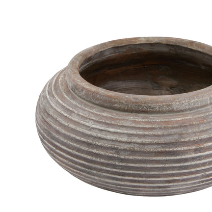 Karmic Siena Brown Ribbed Planter Pot
