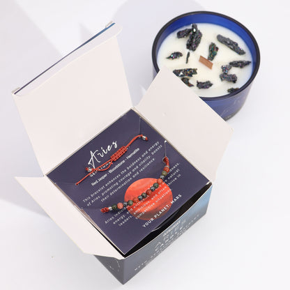 ZODIAC CANDLE ARIES with gemstone bracelet