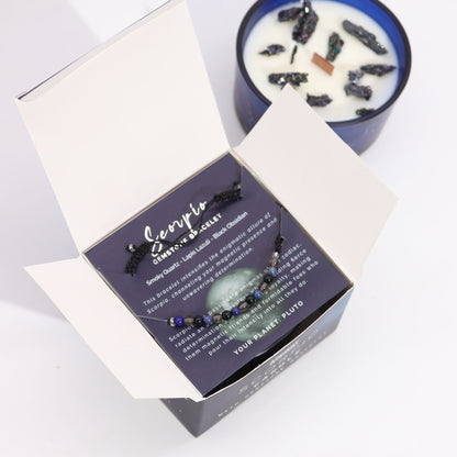 ZODIAC CANDLE SCORPIO with gemstones bracelet
