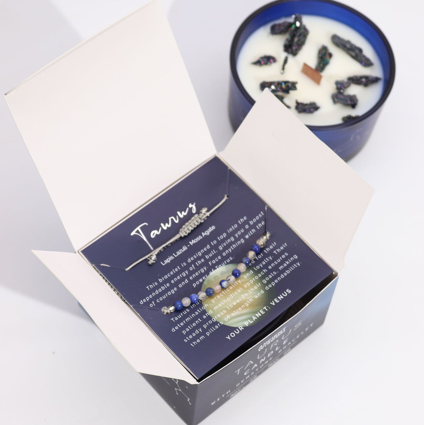 ZODIAC CANDLE TAURUS with gemstone bracelet