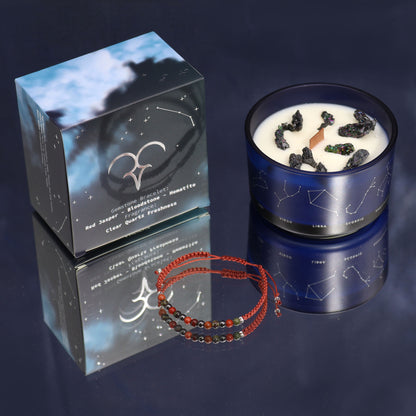 ZODIAC CANDLE ARIES with gemstone bracelet