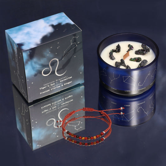 ZODIAC CANDLE LEO with gemstone bracelet