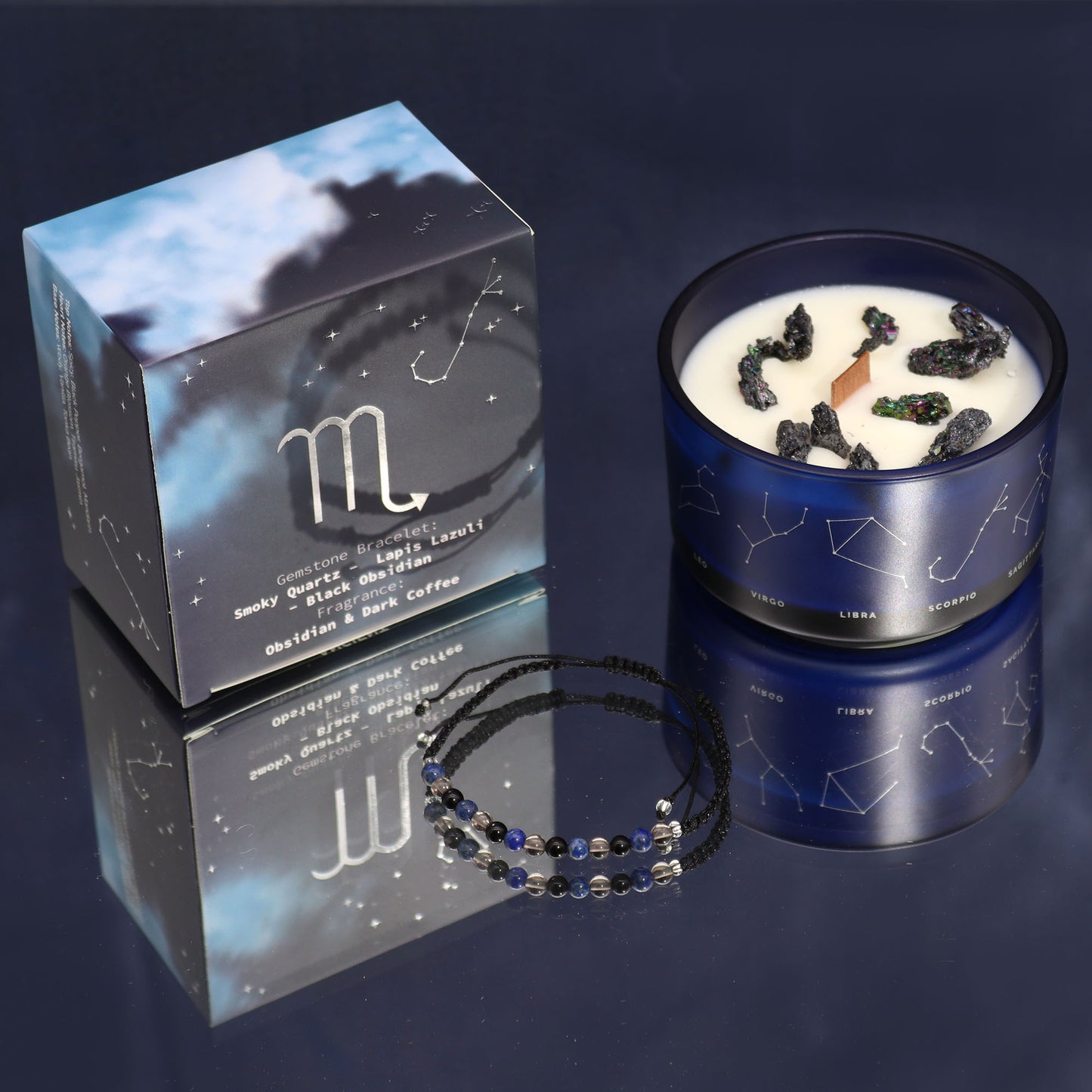 ZODIAC CANDLE SCORPIO with gemstones bracelet
