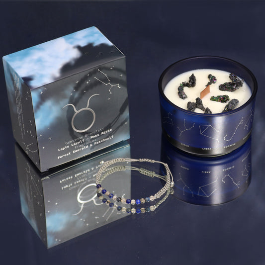 ZODIAC CANDLE TAURUS with gemstone bracelet