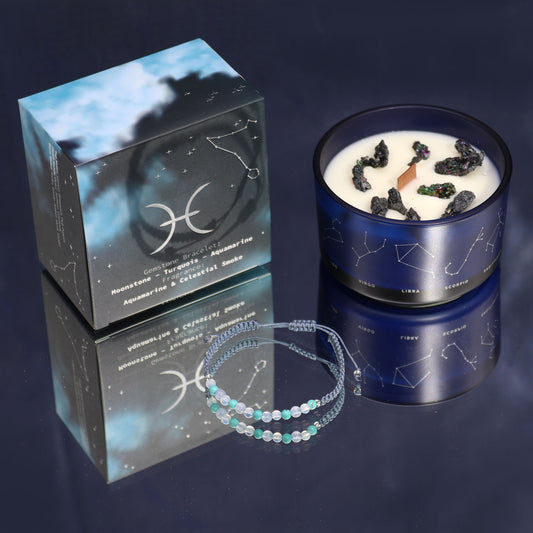 ZODIAC CANDLE PISCES with gemstone bracelet